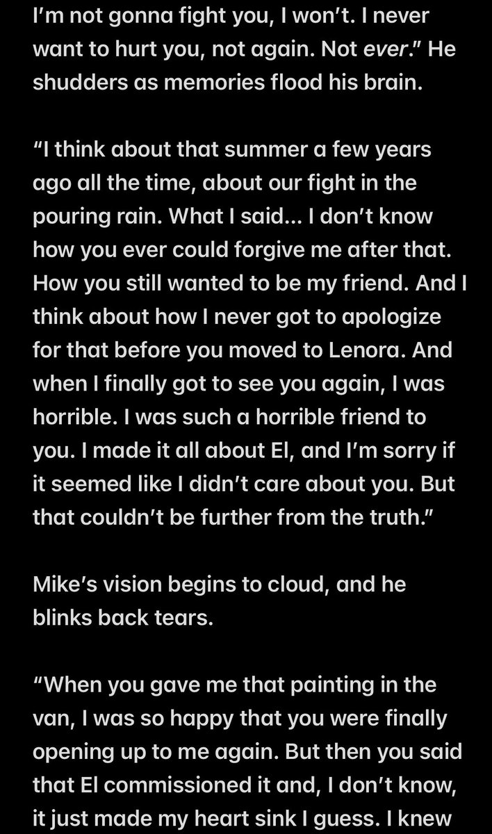 ransfrog's tweet image. “Give love that one more chance”- a fic about Mike’s final monologue to Will while he’s under Vecna’s control. 

This is my first ever fic I’ve written! sorry I have to post screenshots 🙃 the rest is in replies! Also thanks to the unc byler gc for inspiring this, I love yall 🫶