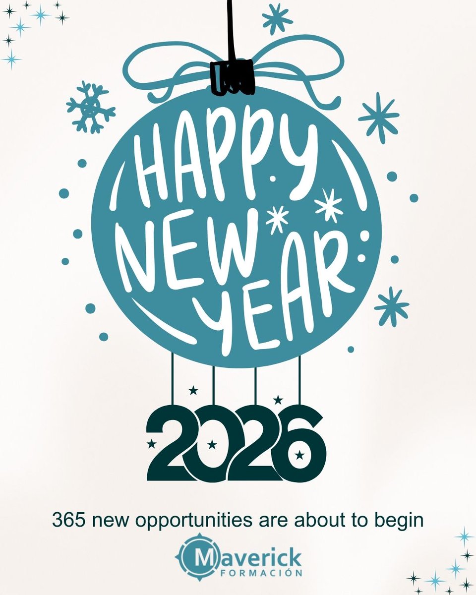 MaverickEnglish's tweet photo. ✨ Happy New Year 2026 ✨
A brand new year begins, bringing 365 new opportunities to grow, learn, and move forward.

May 2026 be filled with new challenges, achievements, and shared success.
Here’s to a great year ahead! 🚀

#happynewyear2026 #newopportunities  #maverickformacion https://t.co/e8qX6GGHOe