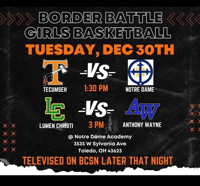 rhttboyd's tweet image. .@BCSNsports Two high profile matchup in Girl’s Hoops today as @NDAbasketball  (5-2) hosts Michigan’s D2 State Champs @TecumsehGbball (5-0) at 1:30. At 3:00 @AW_LadyGenerals (8-1) will take on Michigan’s Lumen Christie (4-0) @toledosports