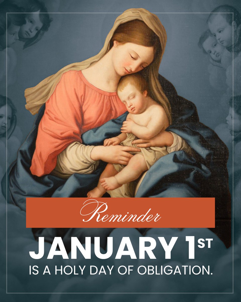 RCAB_evangelize's tweet image. January 1st is the Solemnity of Mary, Mother of God, a holy day of obligation. 🗓 Check your parish website or bulletin for Mass times! Or visit masstimes.org.

#HolyDay #Mary #EvangelizeBoston