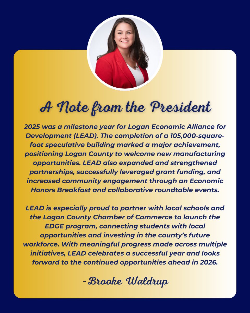 As 2025 comes to a close, we’re reflecting on a milestone year for Logan County—and the momentum that will carry us into 2026. Thank you to our partners who helped make 2025 a success.

#LoganCountyKY #EconomicDevelopment #LoganLEADs