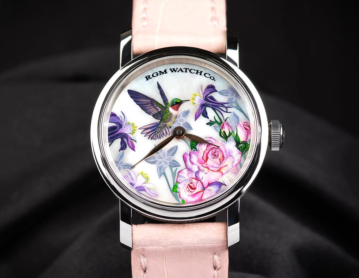 RGMWatchCompany's tweet photo. Custom Lady RGM with a hand-painted mother-of-pearl dial.  

#rgmwatchco #rgmwatches #rgmwatch #watch #watches #wristwatch #wristwatches #watchmaking #watchmaker #independentwatchmaking #independentwatchmaker
#handpainteddial #bespoke #bespokewatch #motherpfpearldial https://t.co/AjZSOkaBzb
