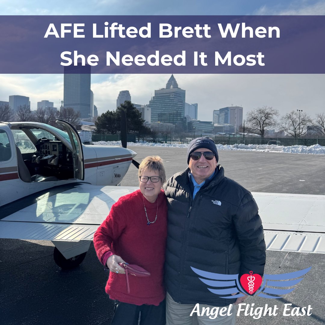 When Walking Miracles Director Brett became a patient, AFE pilot John helped her reach the Cleveland Clinic safely. Your donation supports patients like Brett! ✈️ Give today: angelflighteast.org/donate.html