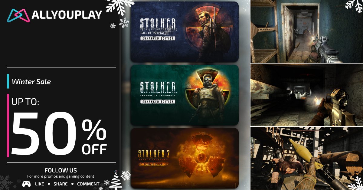 ALLYOUPLAY's tweet image. The Zone doesn’t do holidays. It tests you. ☢️❄️

🔫 S.T.A.L.K.E.R.: Call of Prypiat – Enhanced Edition — 11.59€ / 10.25£ / 12.02$
☢️ S.T.A.L.K.E.R.: Shadow of Chornobyl – Enhanced Edition — 11.50€ / 10.25£ / 12.10$
🧠 S.T.A.L.K.E.R. 2: Heart of Chornobyl – Ultimate Edition —…