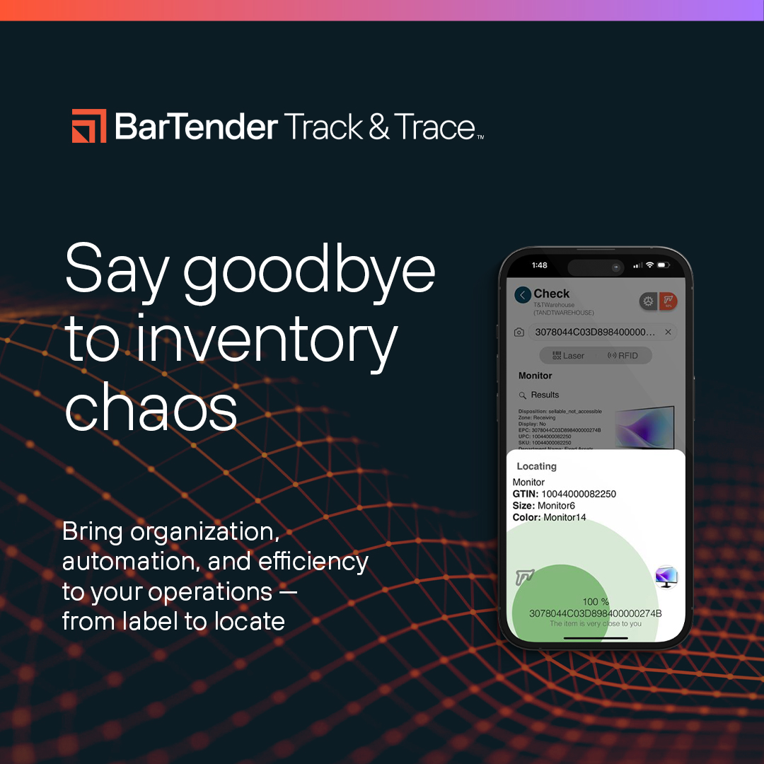 From interactive maps that visualize every movement in real time to RFID-powered “Geiger counter” tracking that locates assets with precision, BarTender Track &amp; Trace is redefining what it means to move from label to locate.

🔗bartendersoftware.com/product/barten…

#RFID #SupplyChain