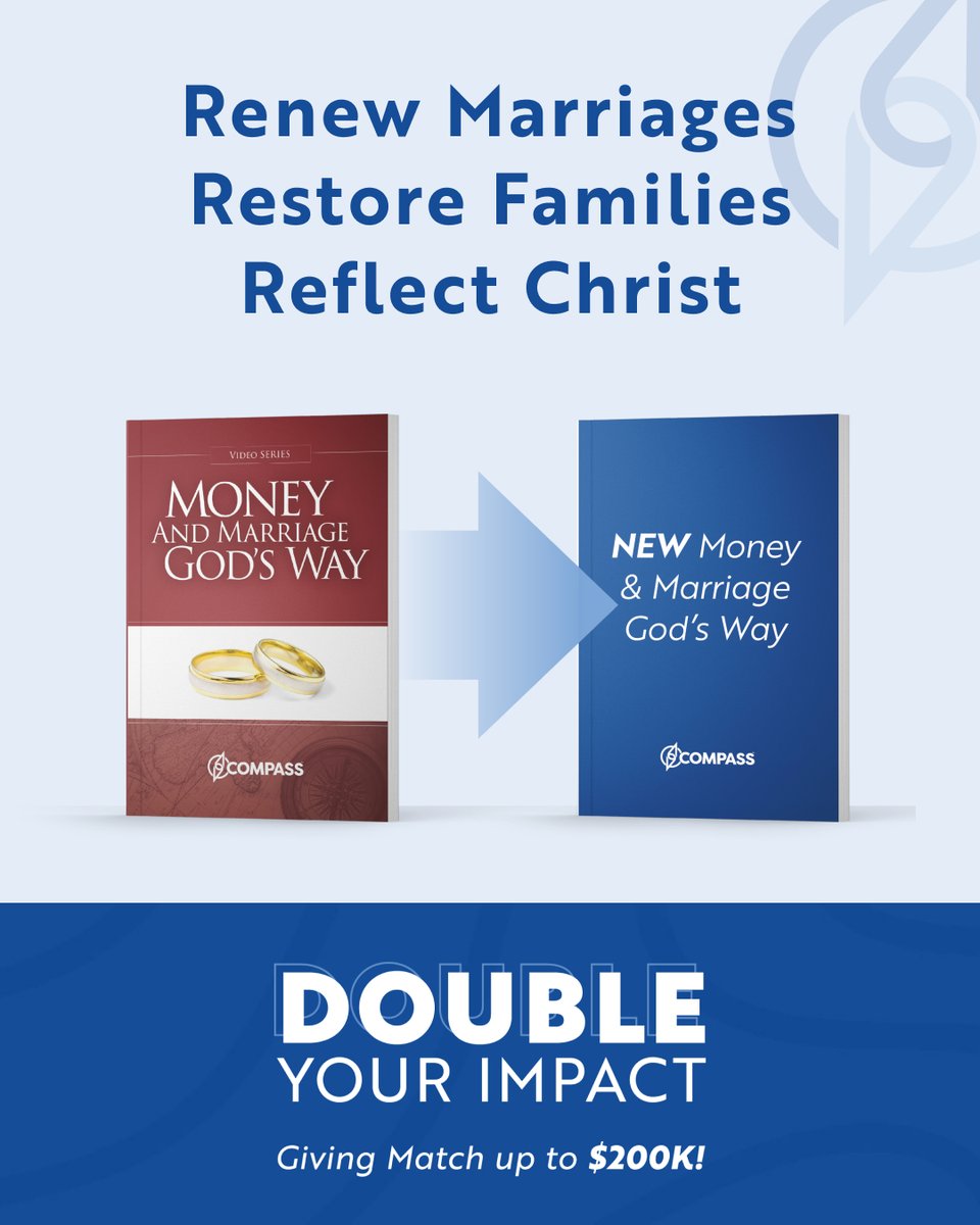 CompassUpdates's tweet photo. FINAL TWO DAYS OF $200K MATCH! Help couples turn financial conflict into spiritual intimacy by funding a new version of our Money &amp; Marriage video study. New gifts received by 12/31, will be doubled up to $200K!  👉https://t.co/Xc39EQ6Km0 https://t.co/3WM7Z8bYk5