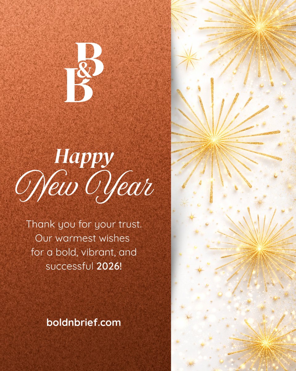 boldnbrief's tweet photo. Happy New Year 🎆 Thank you for your trust.
Our warmest wishes for a bold, vibrant, and successful 2026! https://t.co/pVEflTfwgd