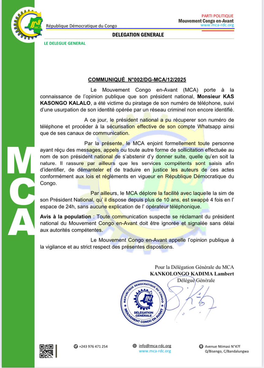 (M.C.A.)Mouvement Congo en-Avant tweet media