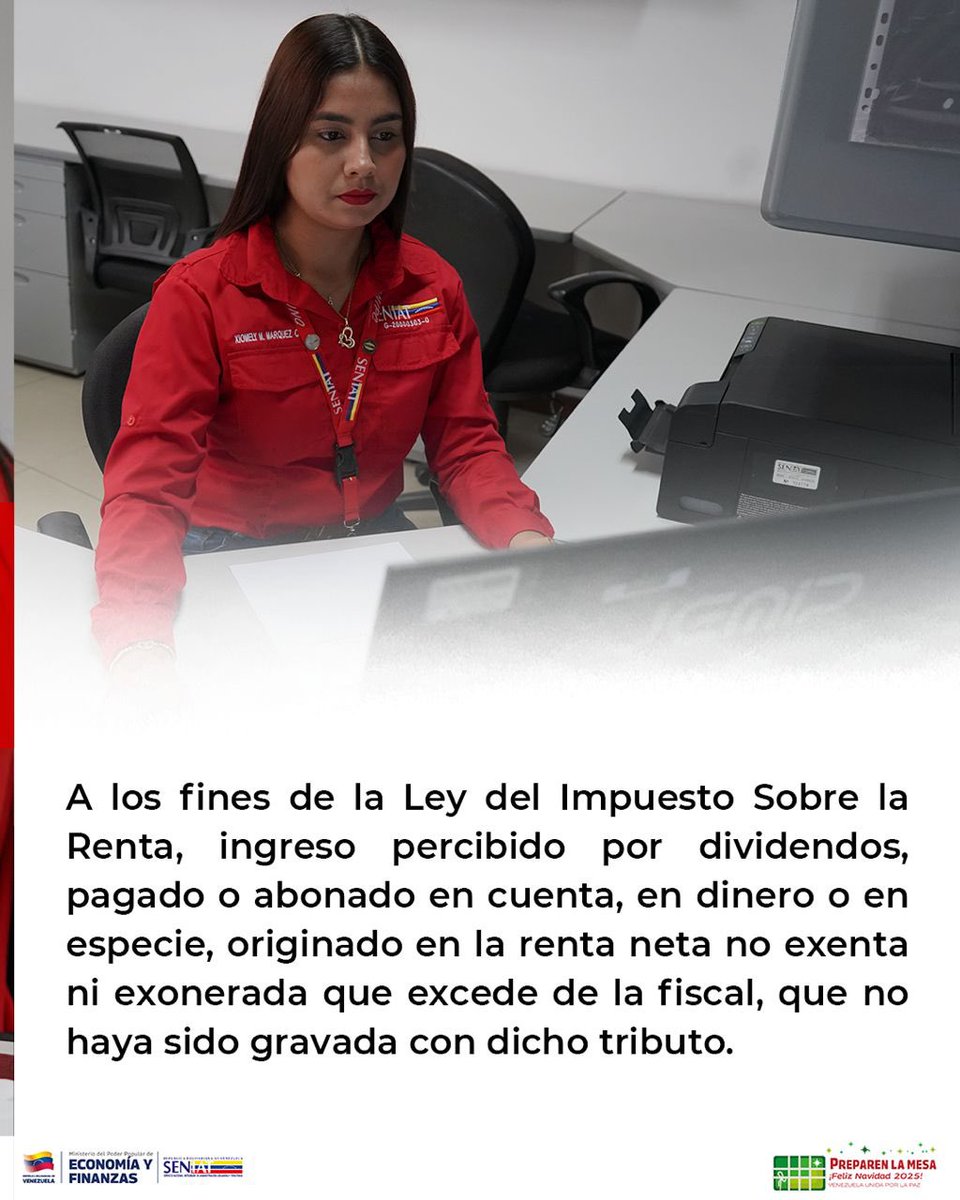 ¿Qué debes saber sobre los dividendos y el ISLR? 

Para efectos legales, el enriquecimiento neto por dividendos es aquel ingreso (en efectivo o especie) que proviene de la utilidad neta contable que supera a la utilidad neta fiscal.

#Seniat #Venezuela