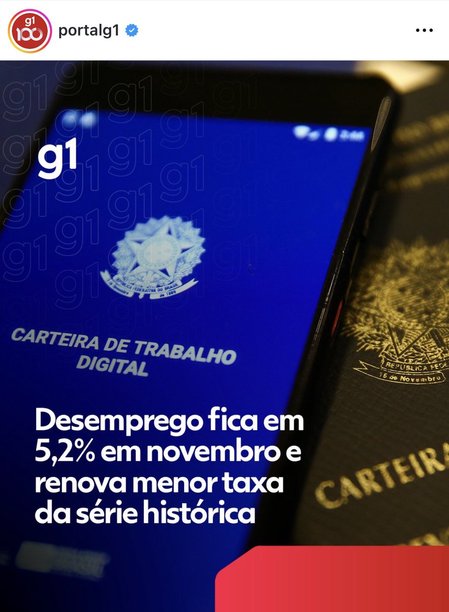Antes de renovarmos os votos de bom ano, o Brasil renovou a mínima histórica de desemprego em 5,2% com aumento de renda real de 4,5%. O governo do presidente <a href="/LulaOficial/">Lula</a> começa 2026 colocando o maior número de brasileiros no mercado de trabalho com o maior ganho salarial real.