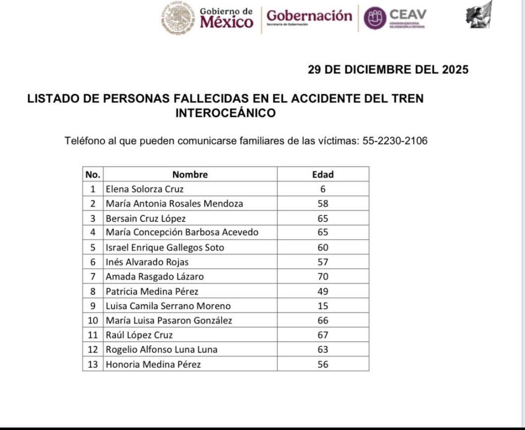 Estos son los nombres de las 13 personas que murieron por la corrupción de AMLO.

Que nunca se olvide.

Que en paz descansen.