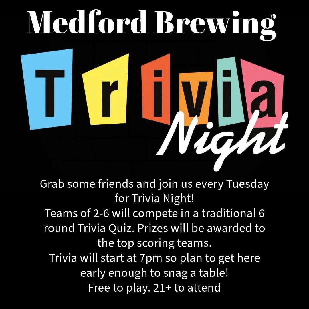 Grab some friends and join us for Tuesday Trivia Night! 
Teams of 2-6 will compete in a traditional 6 round Trivia Quiz. Prizes will be awarded to the top scoring teams. 

Trivia will start at 7pm, so plan to get here early enough to snag a table!

Free to play.  21+ to attend