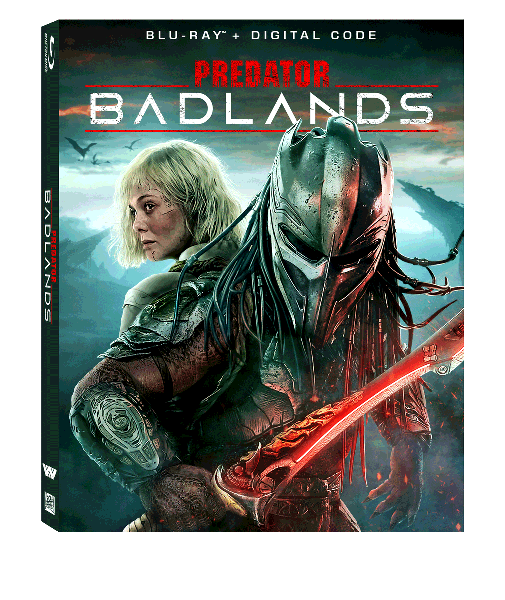 thehdroom's tweet photo. Predator: Badlands is coming to 4K UHD Steelbook and Standard cases on 2/17. Digital is 1/6. Pre-orders to come.

Bonus Features:

Deleted & Pre-Visualization Scenes with Optional Audio Commentary: 

Sand Trap – An early animatic version of Dek’s very different first encounter with Thia.

Squirt Canyon – The full version of Dek and Thia traversing the water-filled trench while trying to survive Genna…and each other.

Tessa vs. Abe – Tessa faces off against a superior synth in this deleted scene and storyline.

Razor Grass – The original previsualization of Dek, Thia, and Bud’s first hunt together…sort of.

The Outpost – Thia takes Dek to a small Weyland-Yutani field facility where they experience a few things that ended up being used elsewhere in the final film.

Super Power Loader Extended – Special additional moments during Dek’s climactic final battle with the Super Power Loader and the Kalisk.

Featurettes:

Embodying the Predator – Meet the talented team of designers, performers, and effects artists responsible for bringing one of cinema’s most terrifying creatures to life on screen in ways we’ve never seen before!

Authentic Synthetics – Get up close and personal with synths Thia and Tessa as star Elle Fanning walks us through the process of crafting two characters who may look the same but have evolved in surprisingly unique ways.

Building the Badlands – With razor sharp grass, killer trees, and terrifying animals, never has a planet been more deadly than Genna. Uncover how a team of artisans built this threatening landscape, transforming real locations into the dangerous environments seen on screen.

Dek of the Yautja – For the first time ever, director Dan Trachtenberg has given audiences an extended peek at Predator culture. Follow the evolution as filmmakers reveal the process behind developing the Yautja’s home world, spacecraft, and family dynamics.

Audio Commentary: Watch the film with audio commentary by Director Dan Trachtenberg, Producer Ben Rosenblatt, Director of Photography Jeff Cutter and Stunt Coordinator Jacob Tomuri.