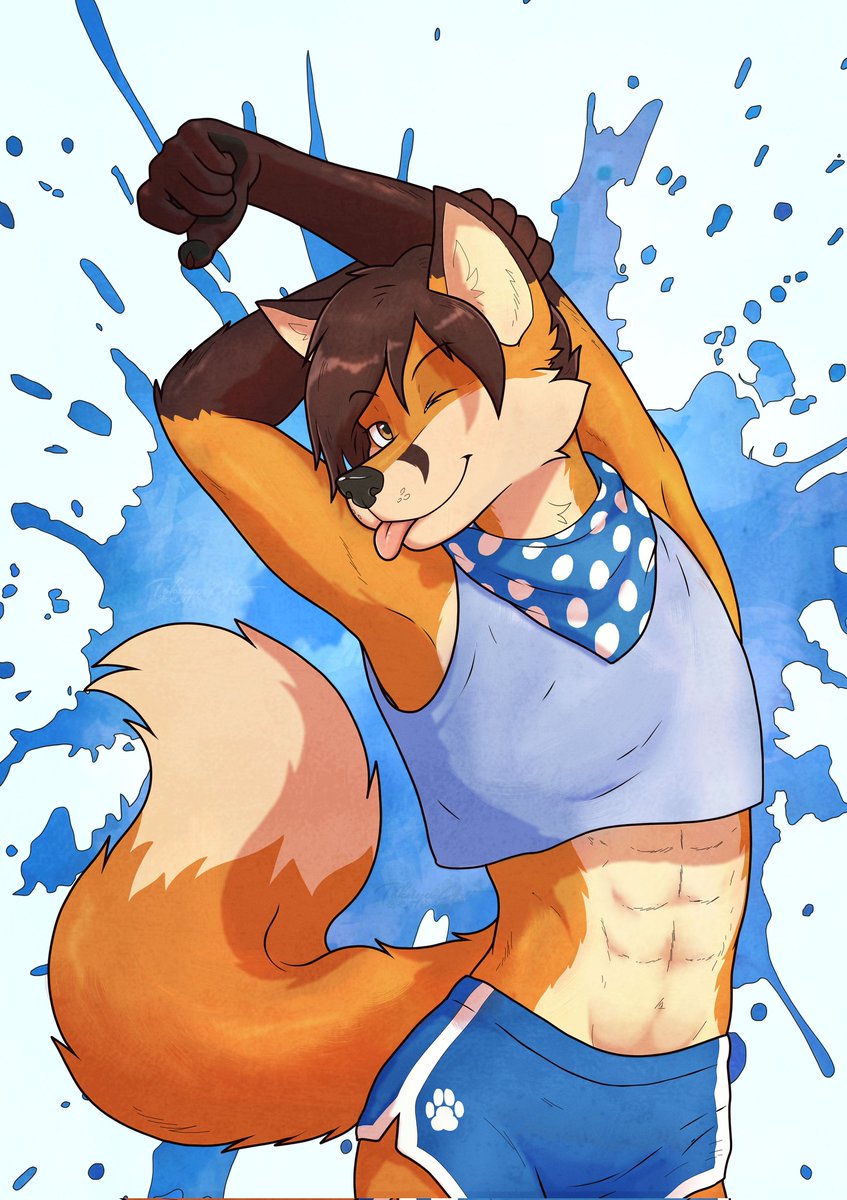 tokuyaartist's tweet image. Fox boys love being both cheeky and limber 🧡💙

Comm for @CDubDaOne