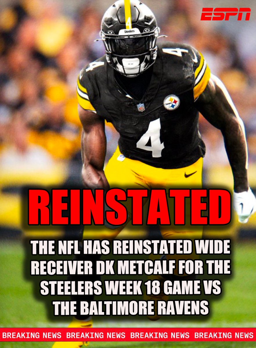 BREAKING:  The NFL has reduced DK Metcalf's suspension to 1-game, and he will be available this Sunday to play vs the Baltimore Ravens.  Make sure to start him in all your fantasy leagues.