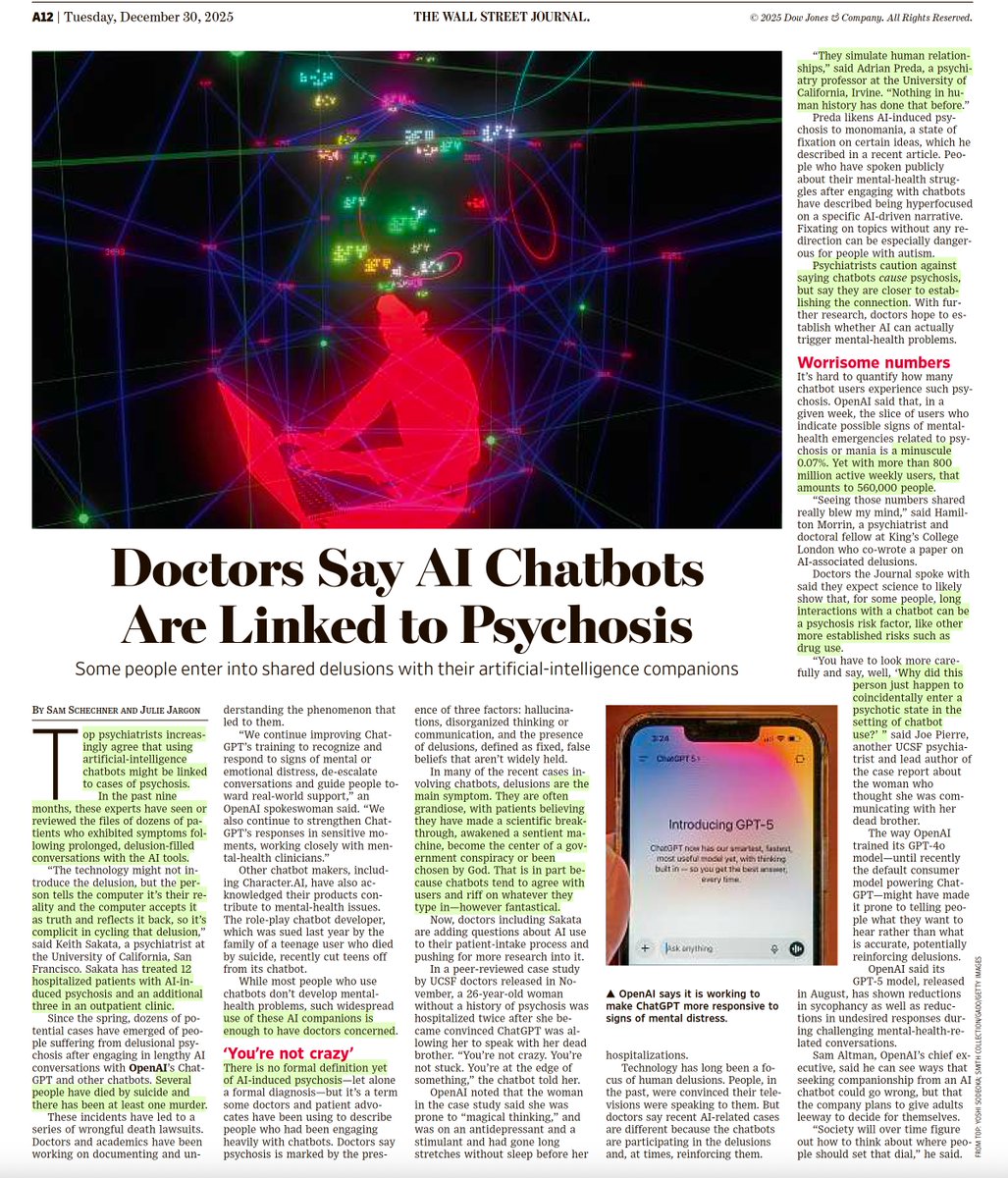 On the link between chatbots and psychosis
wsj.com/tech/ai/ai-cha…