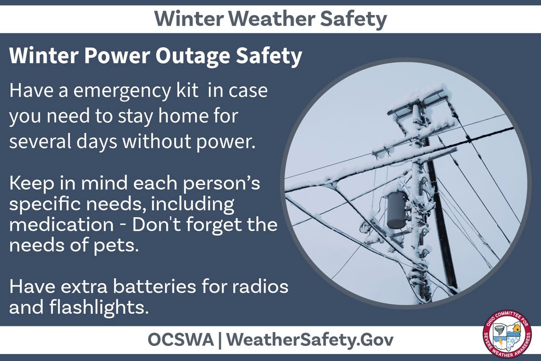 Winter power outages can pose additional risks - be sure you have an emergency kit and a plan in place. For more information on winter safety, visit: bit.ly/3VaxIVT #WinterSafety