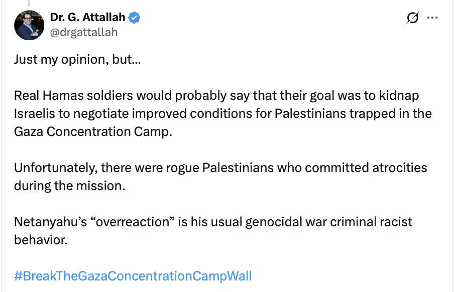 StopAntisemites's tweet image. Dr. Gabriel Nicola Attallah was investigated for billing fraud in Canada.

He then relocated to Niagara Falls NY and has an active medical license. In his spare time, Dr. Attallah takes to X to support Hamas as "resistance" and goes out of his way to defend Hamas. 

Dr. Gabrie…