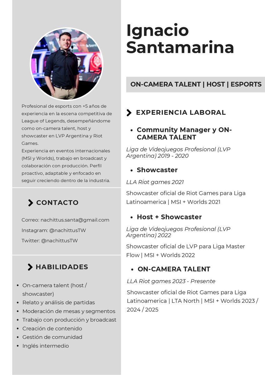 NachittusTW's tweet image. Arranca un nuevo año y, por ahora, me encuentro free agent.

Llevo 5 años como caster de League of Legends y estoy abierto a propuestas tanto de casteo como para sumarme a equipos u organizaciones dentro de esports.

Siempre con la mejor para seguir aportando y creciendo. 🎮🎙️