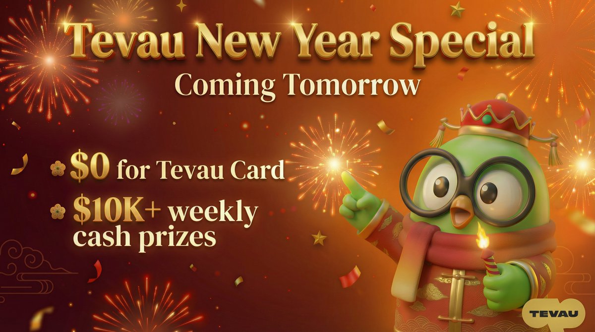 Big Tevau New Year Celebration starts TOMORROW! 

💸$10K+ weekly cash prizes
💳Free Tevau Card opportunities up for grabs 
🎁Epic giveaways &amp; more! 

Join the fun and start the year winning! 

Stay tuned to announcements – it's going to be huge!