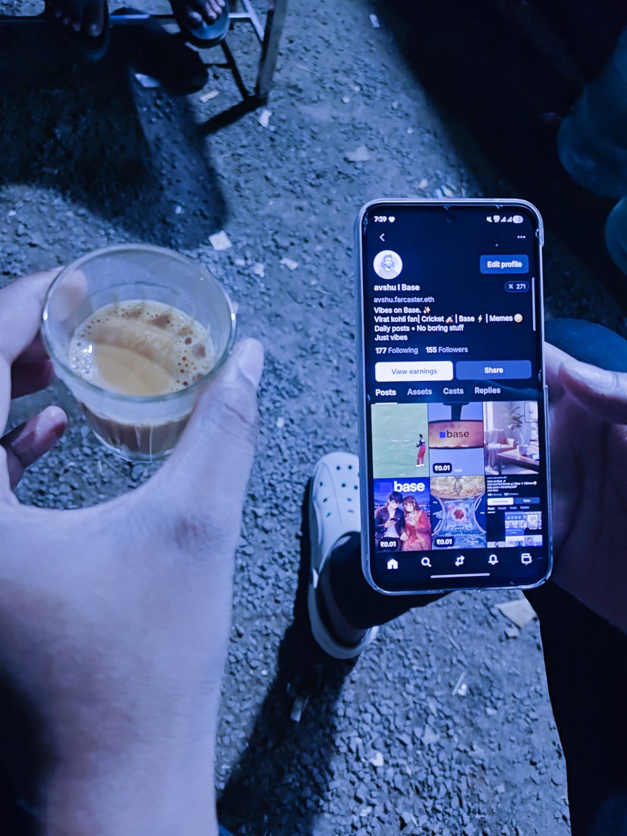 “One hand on a cup of tea, the other scrolling <a href="/base/">Base</a>.  This is my kind of balance.” ☕📱🟦