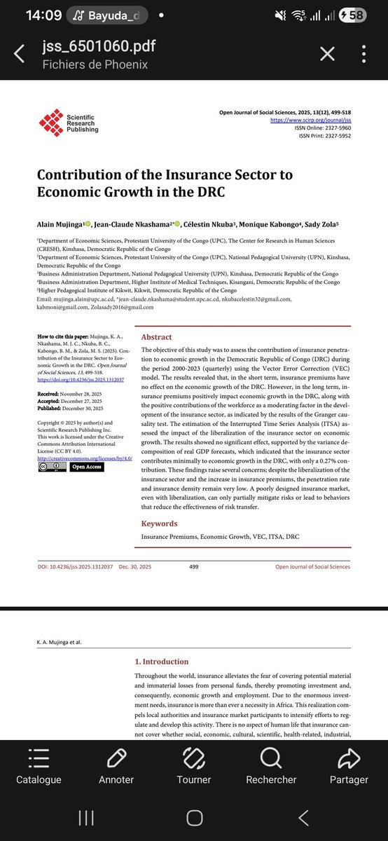 Diallotely243's tweet photo. J’ai l’honneur de vs informer de la publication de l’article que j’ai coécrit avec le Prof Alain Mujinga et le CT Jean-Claude dans la revue scientifique internationale Open Journal of Social Sciences.
Je vous en recommande vivement la lecture.
Excellente année 2026 à vous! 
#RDC https://t.co/uVgUi0GjR1