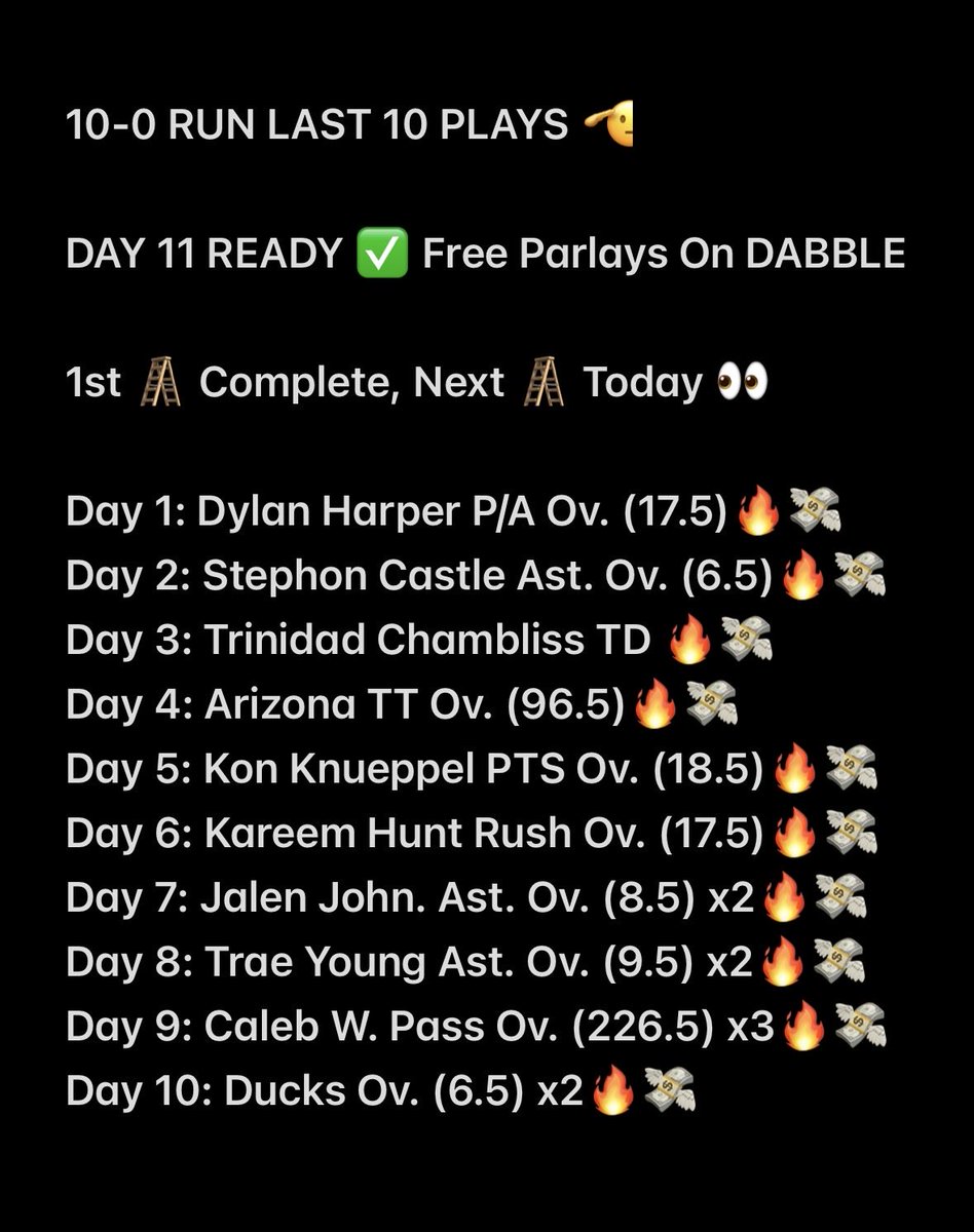 BDSportings's tweet photo. $10K To $100K CHALLENGE🚨🚨🚨

🪜DAY 11 LADDER🪜

$75,693 👉 $138,770 (-120)

1. LIKE &amp; RETWEET

2. COMMENT🪜

3. CHECK DM

🚨SUBSCRIBE🚨

https://t.co/Gh7c3wXl3K

🏀5-0 CBB MAXBETS ✅✅✅✅✅

Code: Bdsportings 

FREE $25 DABBLE👆

https://t.co/mnAaoiC2td

DISCORD👆

#NBA

👇 https://t.co/JYIZwpdFWT