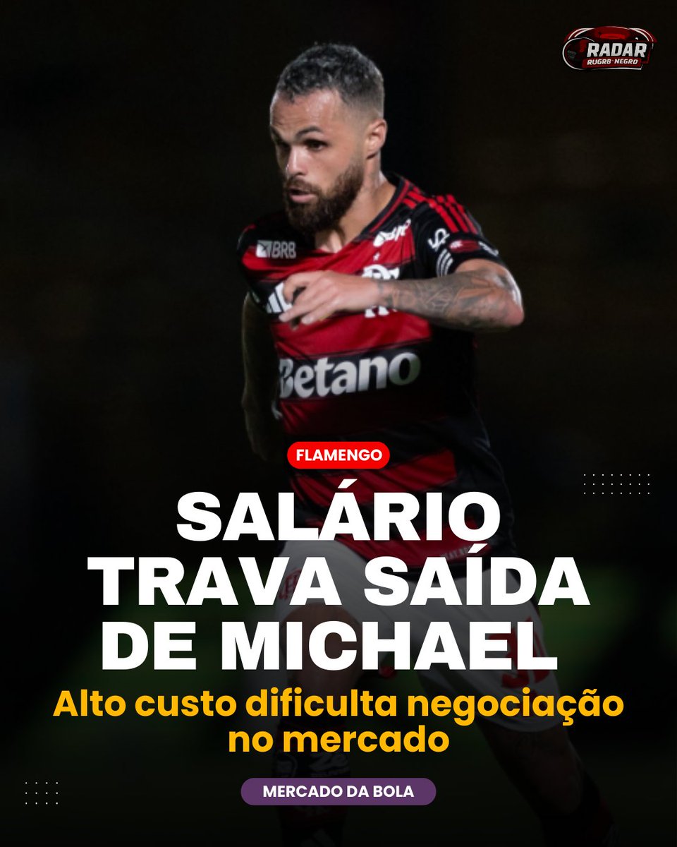 radar_rubron's tweet photo. ⚠️ ATENÇÃO! O alto salário de Michael tem dificultado uma negociação do Flamengo. A diretoria já autorizou o estafe do atacante a buscar um novo clube, mas até o momento nenhuma proposta foi apresentada.

🗞️ ESPN Brasil | Bruno Andrade
📸 Caíque Coufal/CRF https://t.co/NG9YNdOCpH