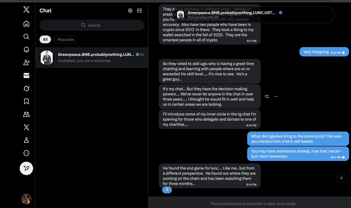 Greenpeace0609_'s tweet image. DO NOT pay @Greenpeace06_09 for "secret info" regarding his now admittedly FAKE "Binance Terra Luna (LUNC) Recovery Plan". He will take your money and block you when you ask questions. You're welcome, see below. Must be nothing....