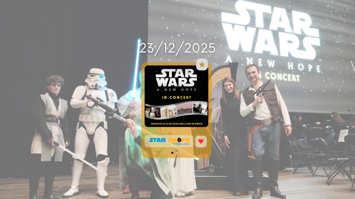 StarProps's tweet image. El pasado dia 23 estuvimos a la proyección del Episodio IV con la banda sonora en directo interpretada por la @OSValles

Agradecemos a @SWCatalunya por invitarnos a participar.

#starprops #starwars #starpropseventos  #starwarscosplay #sinanimodelucro