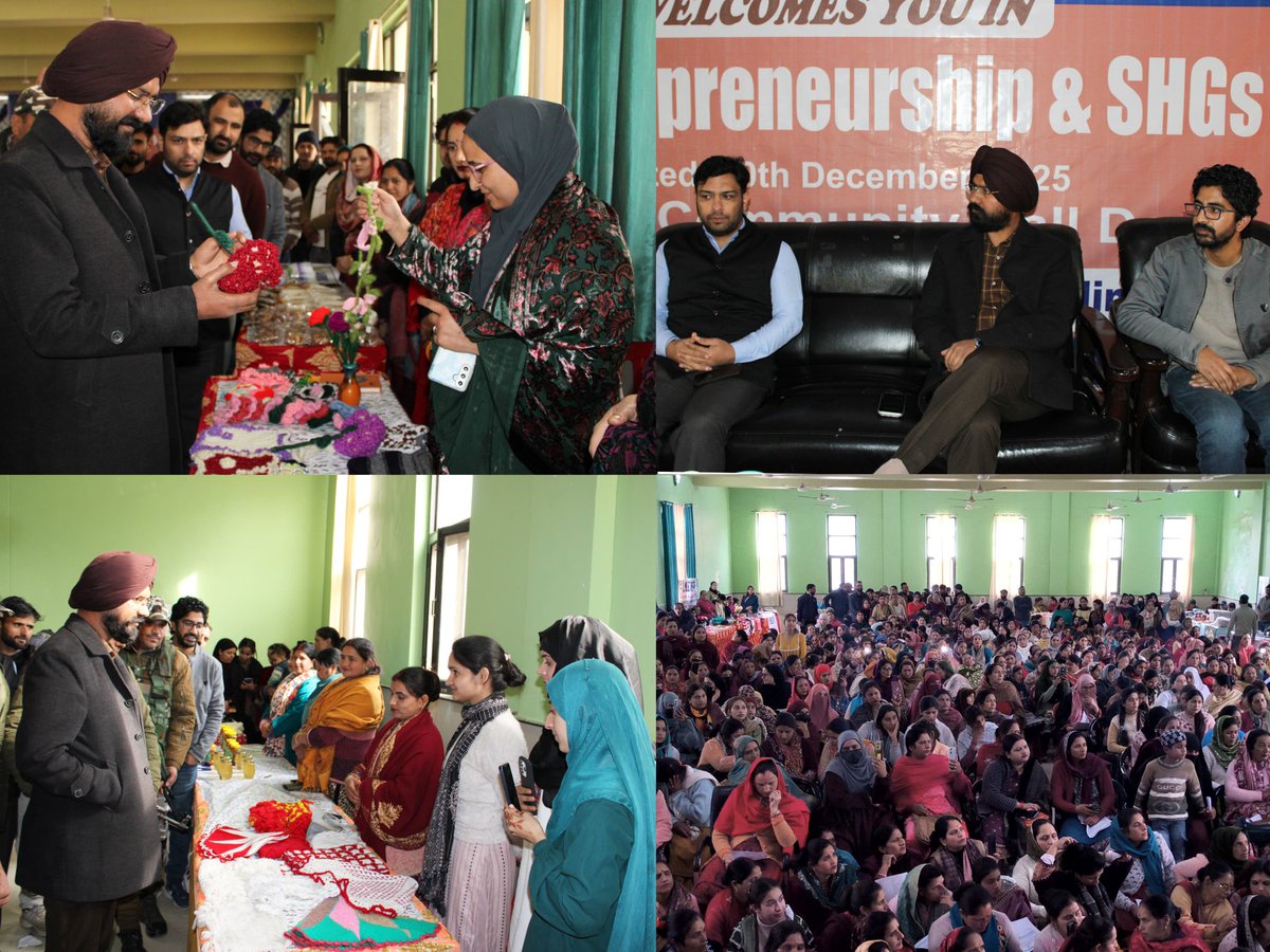 deccdoda's tweet photo. Glimpses from the Mega women Entrepreneurship &amp; SHG Mela held at District Doda under Mission YUVA. Event showcased women-led enterprises, SHG products,&amp; entrepreneurial initiatives,skill development &amp; livelihood generation.#MissionYUVA #Dodadistrict #womenentrepreneurship #SHGs https://t.co/2sLVK7SaSp