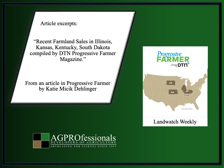 🌾 Landwatch Weekly
A snapshot of recent farmland sales in Illinois, Kansas, Kentucky &amp; South Dakota, sourced from DTN Progressive Farmer by Katie Micik Dehlinger.
Full summary → agprosrealestate.com/articles-and-i…

#AgRealEstate #FarmlandSales #LandwatchWeekly