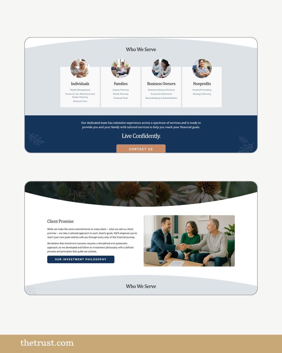 MoxCar’s talented team recently redesigned The Trust Company of Tennessee’s website! 

We blended strategic writing, modern design, SEO best practices and custom development to create a digital experience that reflects the company’s trusted expertise. The result? A site that’s as
