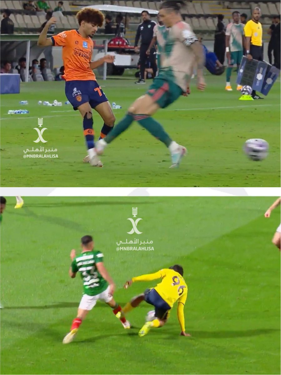 ⚖️ — مقارنة بين لقطة لاعب الأهلي و النصر :

🟢 إيبانيز : رغم وجود تسلل = بطاقة حمراء 🟥

🟡 سعد الناصر : لايوجد تسلل = بطاقة صفراء 🟨

الحُكم لكم 🤷🏻‍♂️