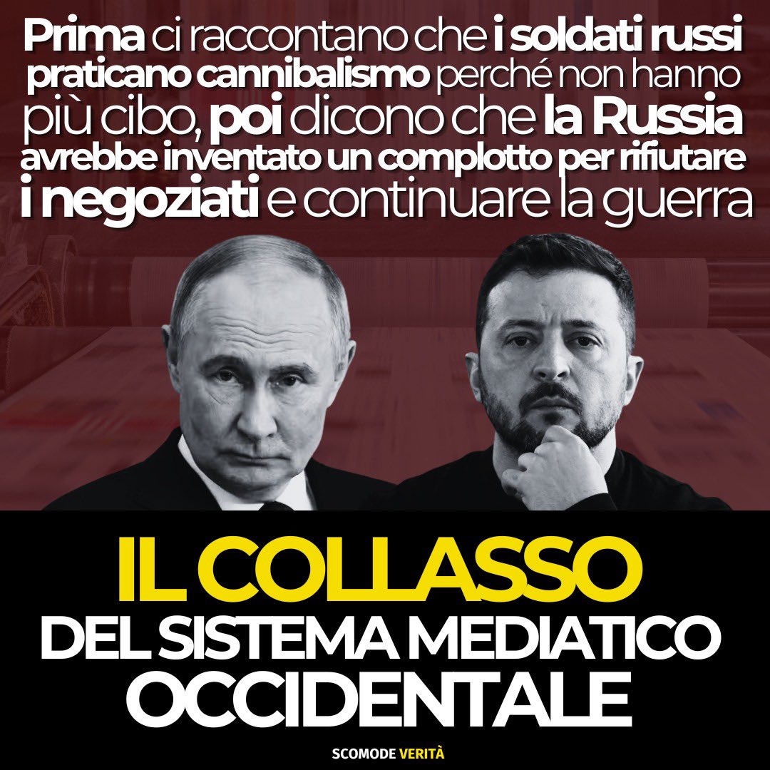 Fateci capire, i russi combattono con le pale e praticano cannibalismo perché stanno perdendo la guerra o sono così forti che potrebbero attaccarci molto presto? Leggete qui 👉 alessandrodibattista.substack.com/p/il-sistema-m… e iscrivetevi al mio canale Substack