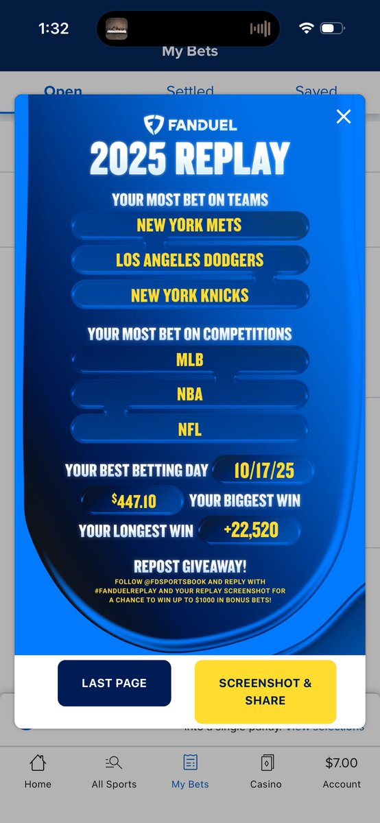 capncutt's tweet photo. @FDSportsbook #FanDuelReplay https://t.co/2AIearafK6
