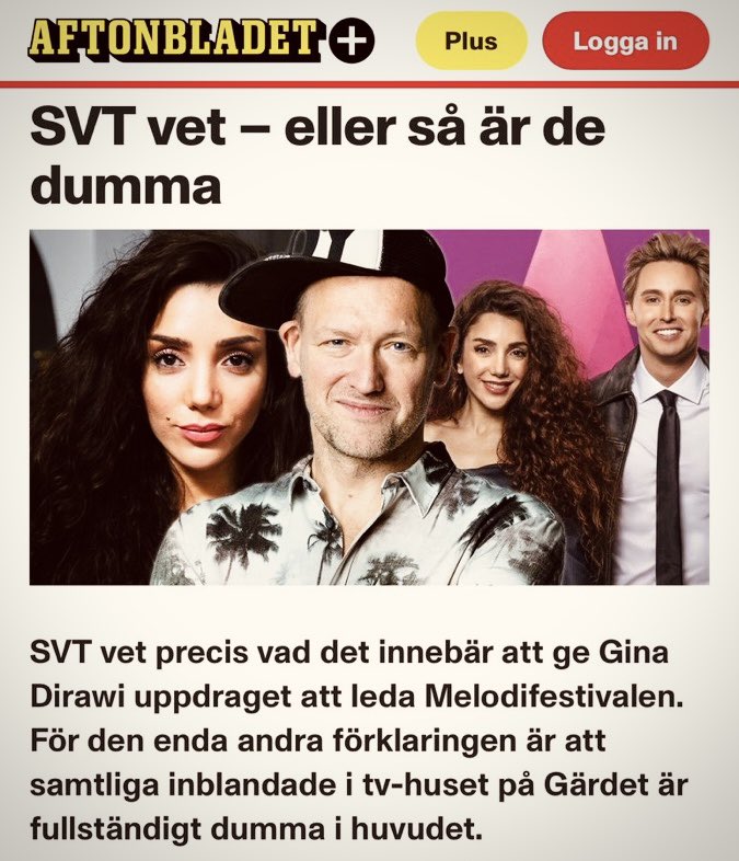 Inga judehatande nazister i min tv! 
Retweeta om du håller med! 🔙
<a href="/anaginas/">Gina Dirawi</a> <a href="/HassanKhan_Vi/">Hassan Khan 🇸🇪🇵🇸</a> <a href="/hannaslilja/">Hanna Lilja</a> <a href="/emmafastesson/">Emma Fastesson Lindgren</a> <a href="/SVTmelfest/">Melodifestivalen</a> <a href="/svt/">SVT</a> <a href="/carstr67/">↪️🅰️ℝℹ️/|/🅰️</a> <a href="/RamonaFransson/">Ramona Fransson 🇮🇱🇸🇪✡️🇺🇸🇵🇱🎗️🇺🇦</a> <a href="/EvelinaHahne/">Evelina Hahne</a> <a href="/LWallger/">Lennart Wallger🇸🇪</a> <a href="/TheoSvensk/">Theo Svensk</a> <a href="/thereseverdun/">Therese Verdun 🦢👑</a> <a href="/Stort_allvar/">Mats Yxhäll</a> <a href="/UbbeLothbrok17/">Lothbrok</a> <a href="/InteSosseSe/">InteSosse 🪓🇸🇪🇺🇦</a> <a href="/judiska_int/">Svensk-judiska intressen 🇸🇪🇮🇱✡️</a> <a href="/TigerPax/">Mr Pax</a>