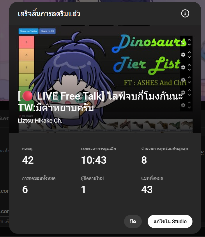 Liztsu_kumoke's tweet photo. จบไปแล้วนะคะกับไลฟ์จัดเทียไดโนเสาร์ (หรอ)
วันนี้ขอบคุณทุกคนมากๆเลยนะคะที่มาเล่นด้วยกัน แล้วไว้พบกันใหม่ครั้งหน้านะคะ
#บันทึกลกแมงมุม #Lizzthikake https://t.co/rmR9IYiBAw