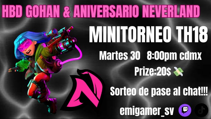 Martes!!!😍

Estamos de fiesta  🥳🥳🥳🥳🥳 
Doble festejo hoy por la noche!!!

Ven a participar y a festejar con estos grandes!!!🩷🤍

"HBD GOHAN!!! VAMOS NEVERLAND"

📺twitch.tv/emigamer_sv
📺tiktok.com/@emirodriguez