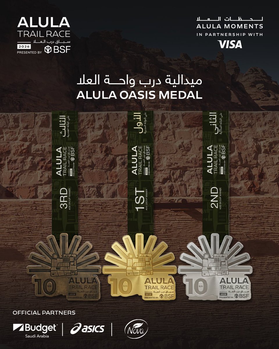 Age groups matter 💜!

Age Group Medals will be awarded across all distances (10KM–100KM), celebrating the top runners in every age category 😍🏅

Different ages. Same goal.
The podium 🏆

🔗 Register now
experiencealula.com/en/whats-on/ev…

#AlUlaMoments #AlUlaTrailRace

الفئات العمرية تفرق