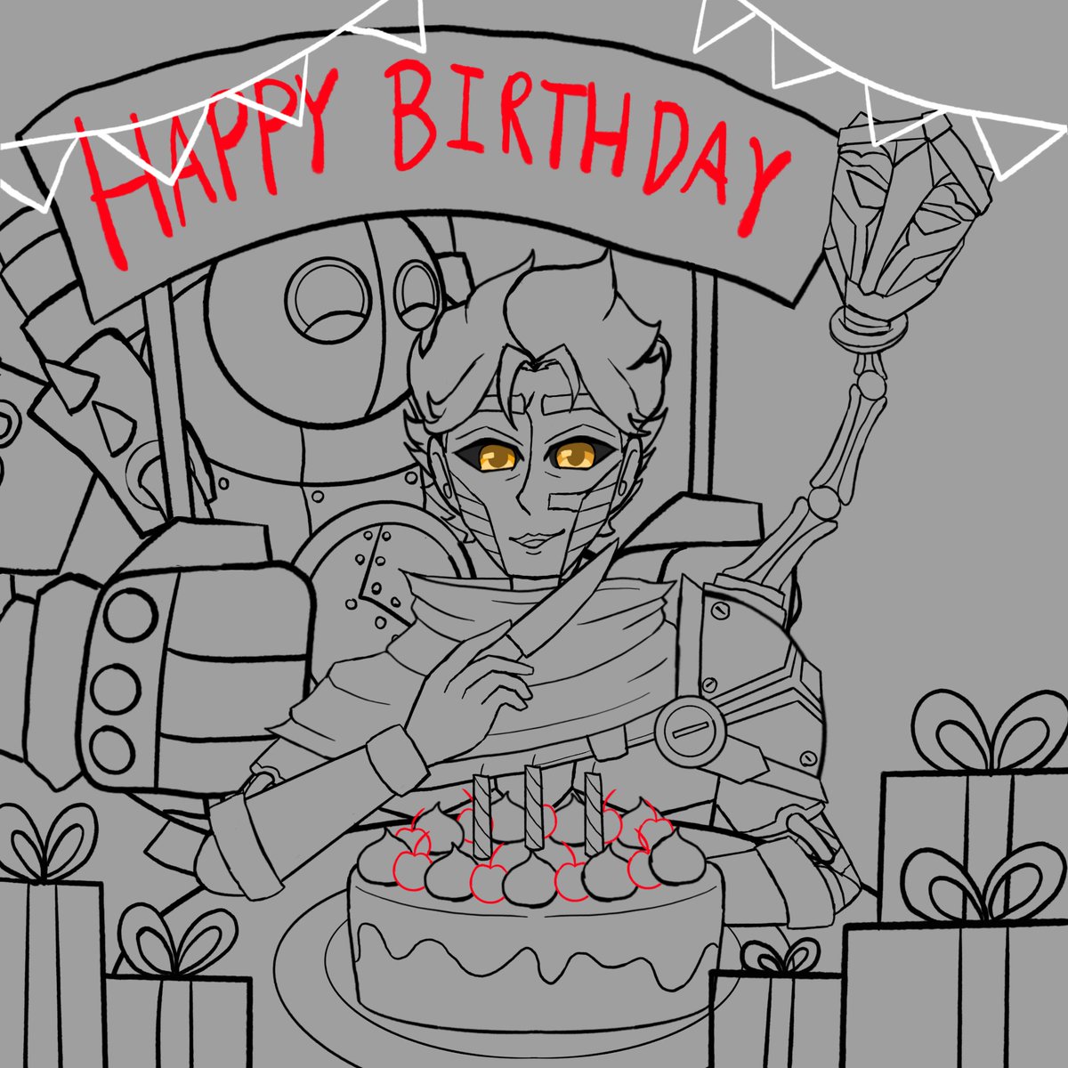 Seri_zee's tweet photo. Viktor​ was celebrating his birthday with biltz✨🦖🎉
(I'm late)
1/5
(I can't finish this on time cuz I was busy and I have to prepare for the exams,so I don't have enough time😭
if I'm free,I'll colour this pic for sure🦐)
#machineherald #viktorlol #anniviksary #vikjayce #jayvik https://t.co/uveati56Pj