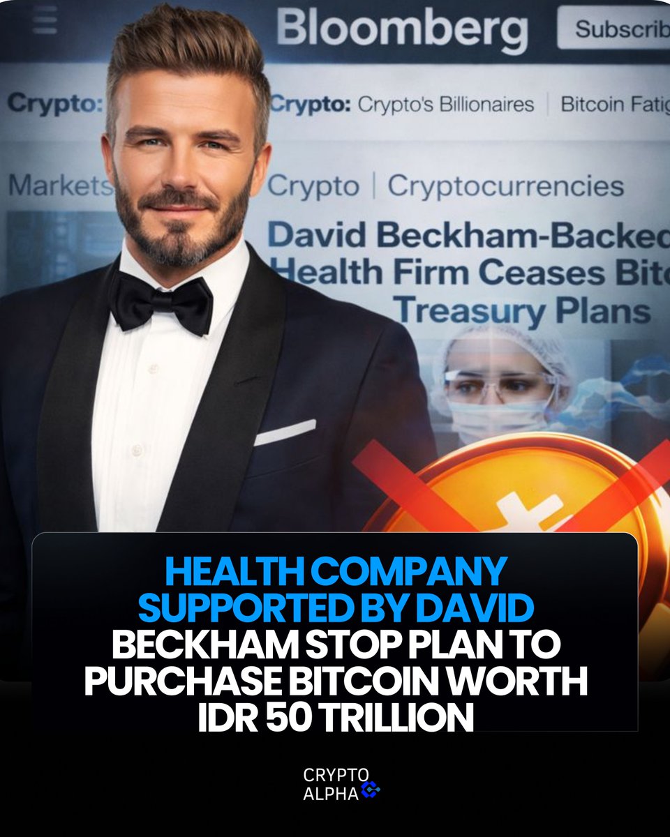 Health Company Supported by David Beckham Stop Plan to Purchase Bitcoin  worth IDR 50 Trillion The health company supported by David Beckham has  officially cancel plan to make Bitcoin a treasury asset