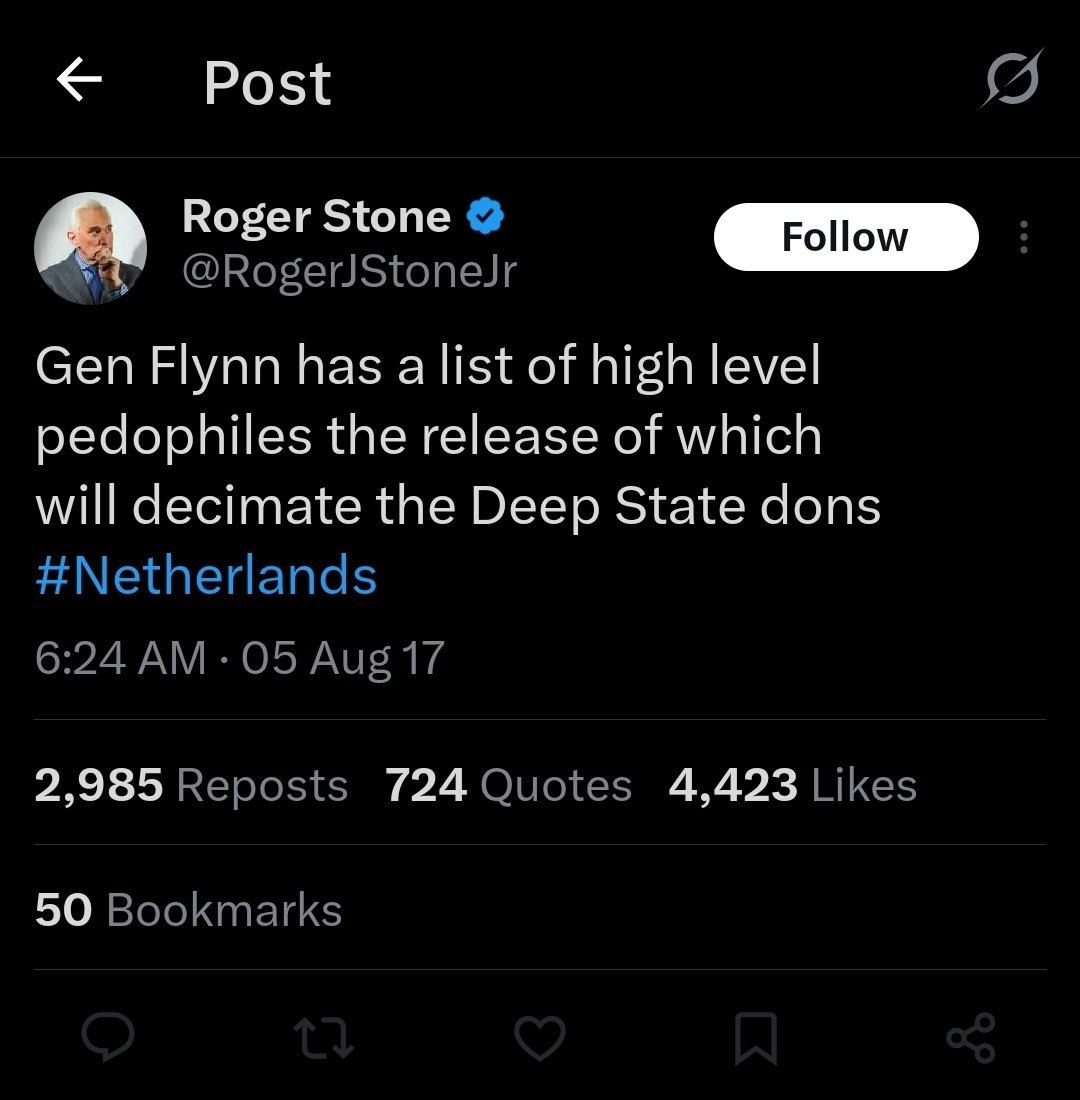 Hitler__Truth's tweet photo. @RealAlexJones The loser joke of a General, @GenFlynn isn't serious about accounts. If he was, he would have released the list of "high level pedophiles" that he has been in possession of since at least 2017. 

That's according to fellow BS artist @RogerJStoneJr. They're all part of the show. https://t.co/Hbyrczb4nC
