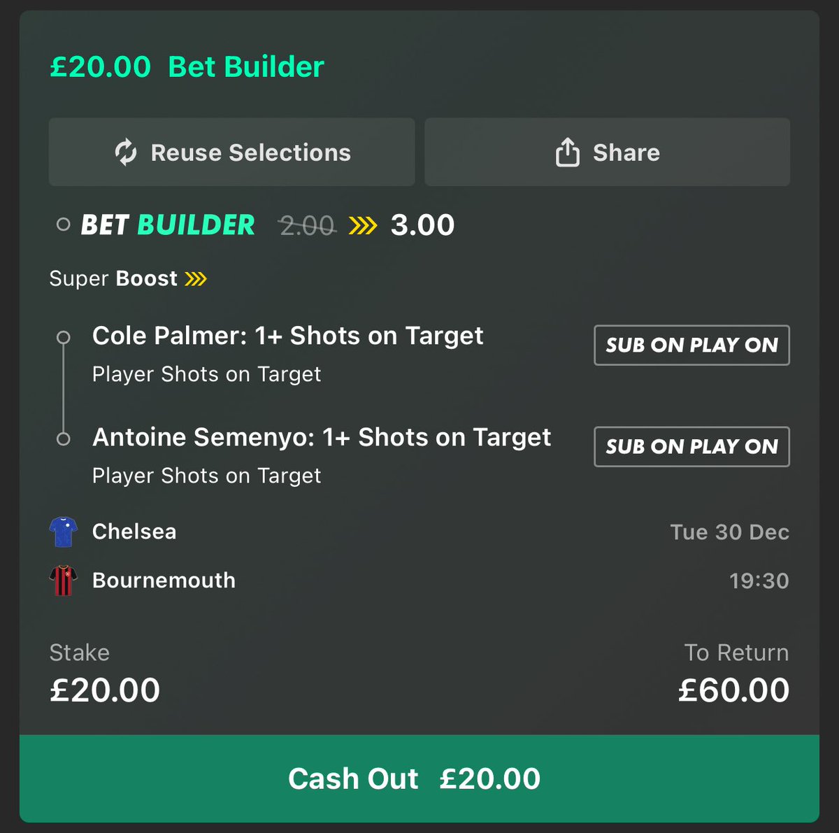 LordFootyTips's tweet photo. 😍 £60 CASH GIVEAWAY! 

If Palmer and Semenyo both get SOTs in Chelsea v Bournemouth tonight, I’ll giveaway… 

£30 to someone who LIKES ❤️ this
£30 to someone who RTs 🔁 this
Must FOLLOW @LordFootyTips https://t.co/Uu9JT3FwEI