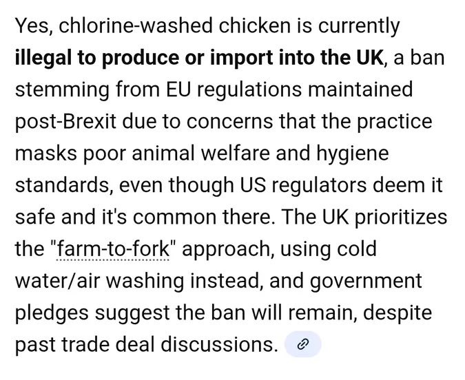 riotgrandma72's tweet photo. 👊🏻😡👊🏻😡👊🏻😡👊🏻😡
If we allow Trump to impose US rubbish crap chicken on us, farmers wont be able to export meat etc to the EU.

Nor will the UK be admitted to the single market.
Just what Farage wants …. Making us a vassal of the US https://t.co/KwyhJvSB2E