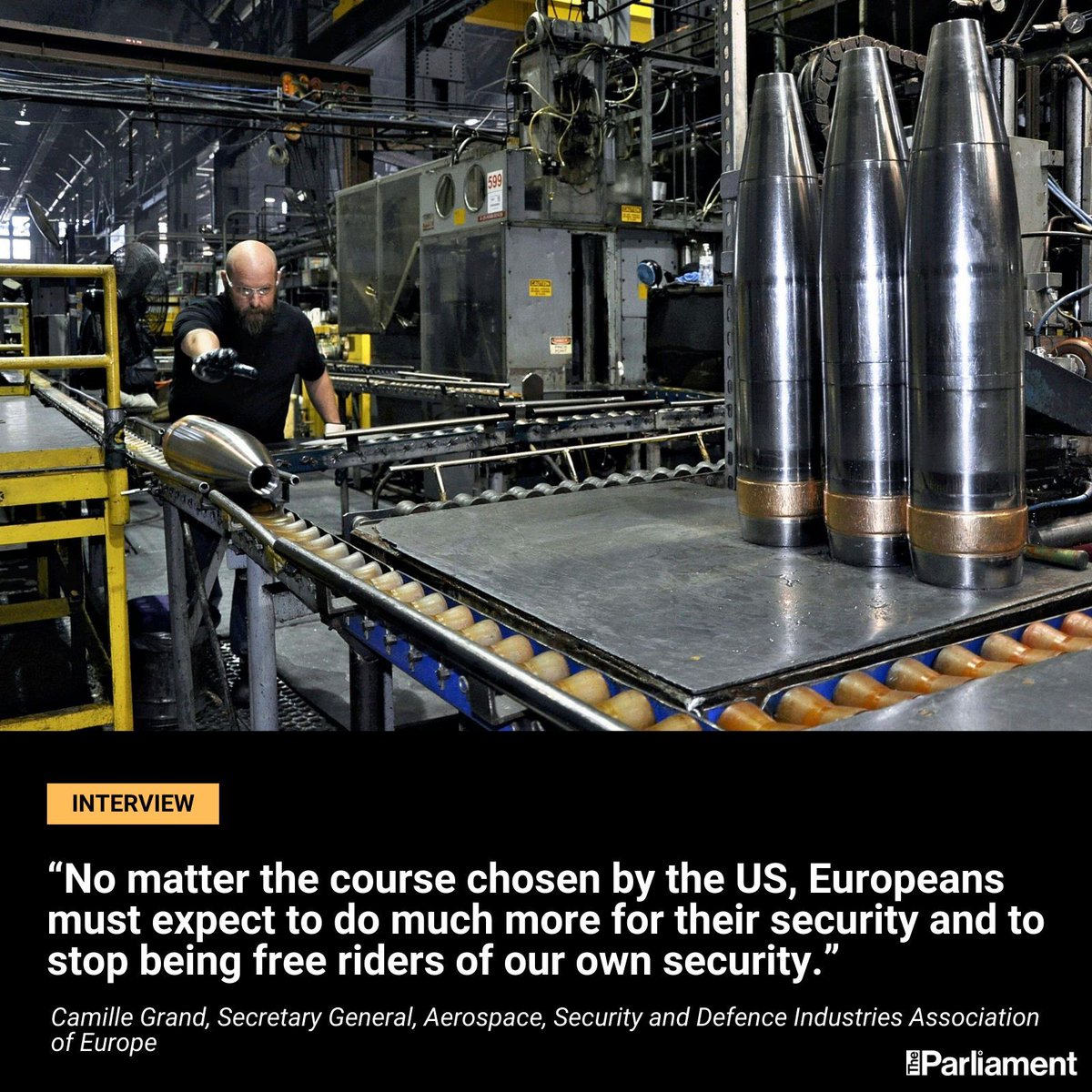 Parlimag's tweet image. Europe is preparing to shoulder more of its own security as US support becomes less certain — but spending more won’t be enough. Can Europe’s defence industry scale at wartime speed? 

@Parlimag asked @camille_grand, secretary general of @ASDEurope: buff.ly/8bQ1yTe