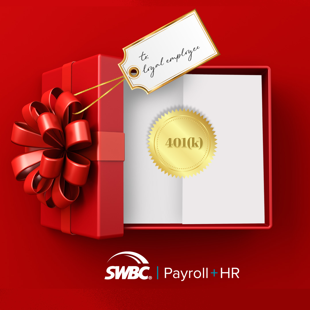 SWBCServices's tweet image. A 401(k) is more than a benefit—it’s a message of long-term care. This holiday season, give your team a reason to stay. Learn how SWBC Payroll + HR can help you offer retirement plans that build loyalty and peace of mind → swb.us/4sdx9JZ

#401k #EmployeeRetention