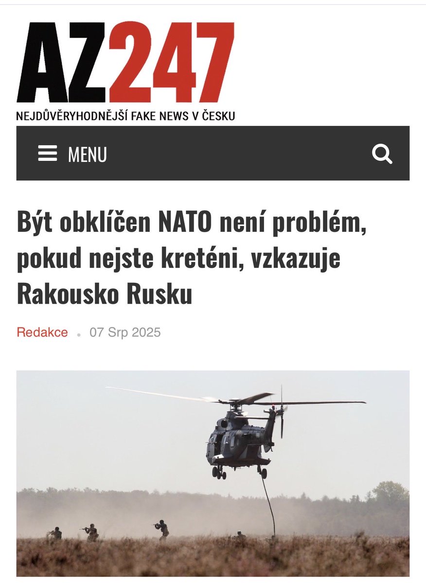 az247cz's tweet image. Rakouská diplomacie překvapila Moskvu nečekaně pragmatickým sdělením, že být obklíčen Severoatlantickou aliancí není žádná tragédie, pokud se člověk nechová jako absolutní kretén. az247.cz/drsny-vzkaz-ra…