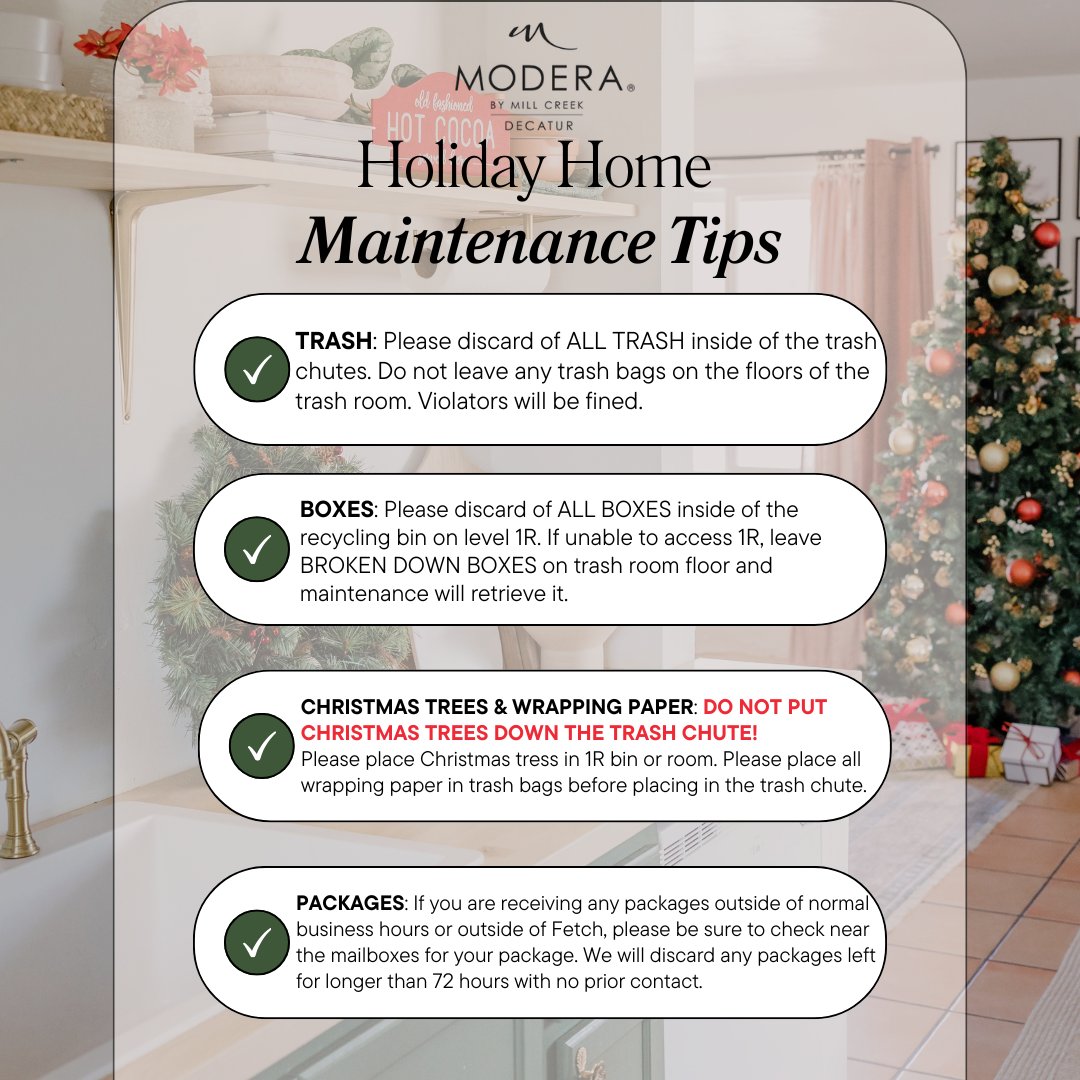 ModeraDecatur's tweet photo. As we come to the end of our Holiday Season, here are a few Maintenance Housekeeping Tips to keep our home feeling refreshed for the New Year 🧽✨ https://t.co/p8H8U7UNo9