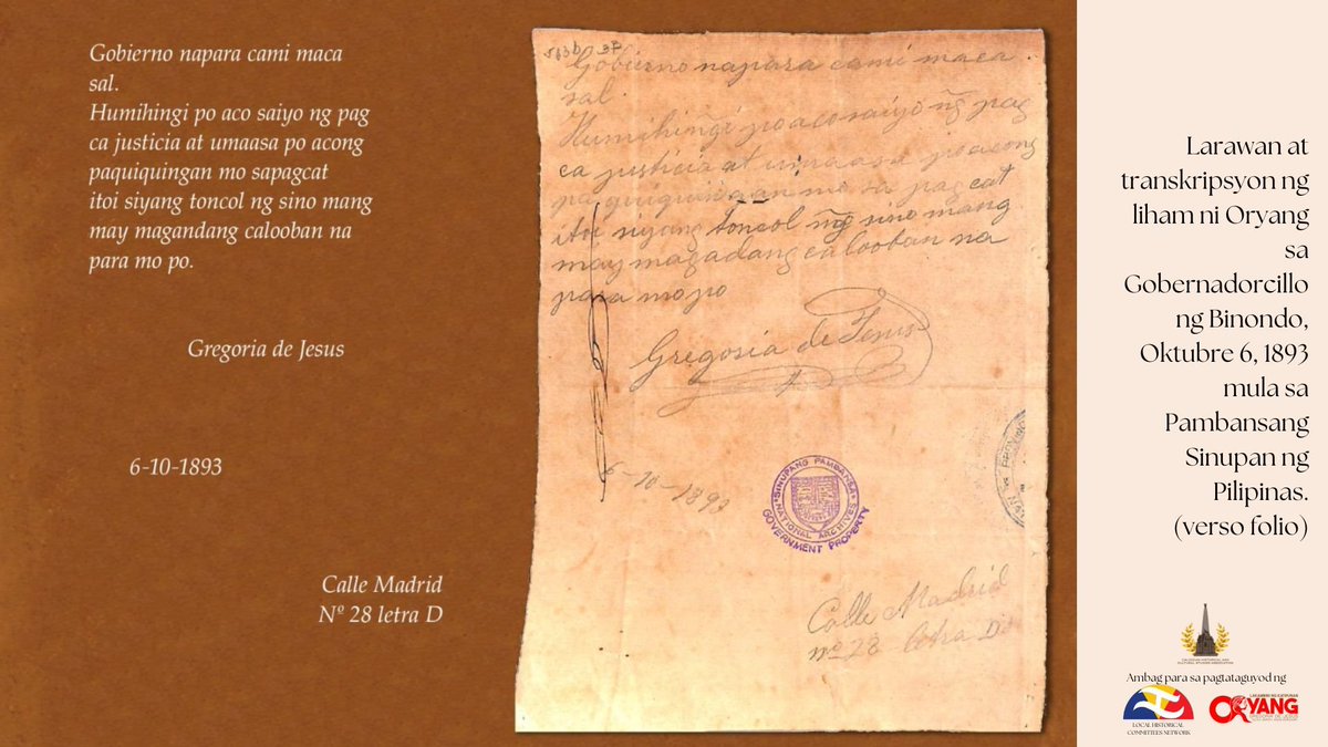 // ya know funnily enough, Oriang DID insane stuff for love lmaoo 

she literally called the Policia on her parents because they put her on house arrest and blocked her marriage to Andres 😭

here's the transcript of her letter to the Gobernadorcillo from the NHCP
